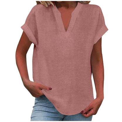 Effortless V Neck Blouses for Women with Short Sleeve Style