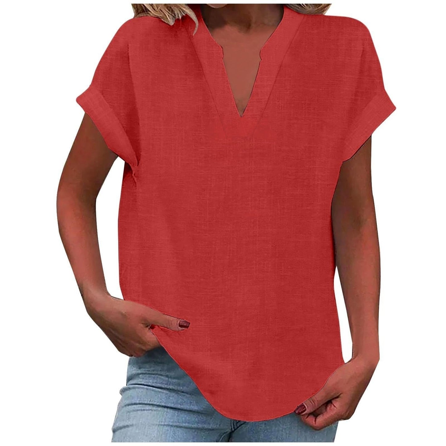 Effortless V Neck Blouses for Women with Short Sleeve Style