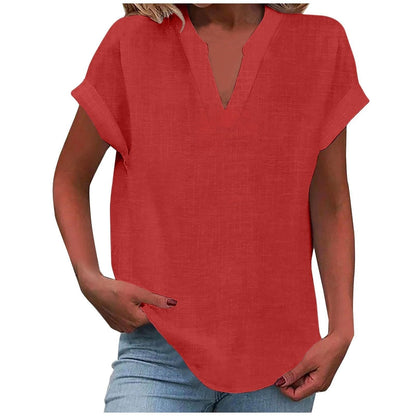 Effortless V Neck Blouses for Women with Short Sleeve Style