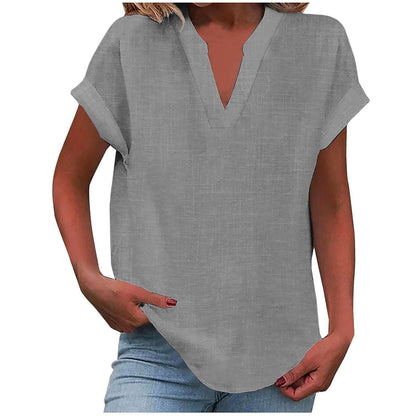 Effortless V Neck Blouses for Women with Short Sleeve Style