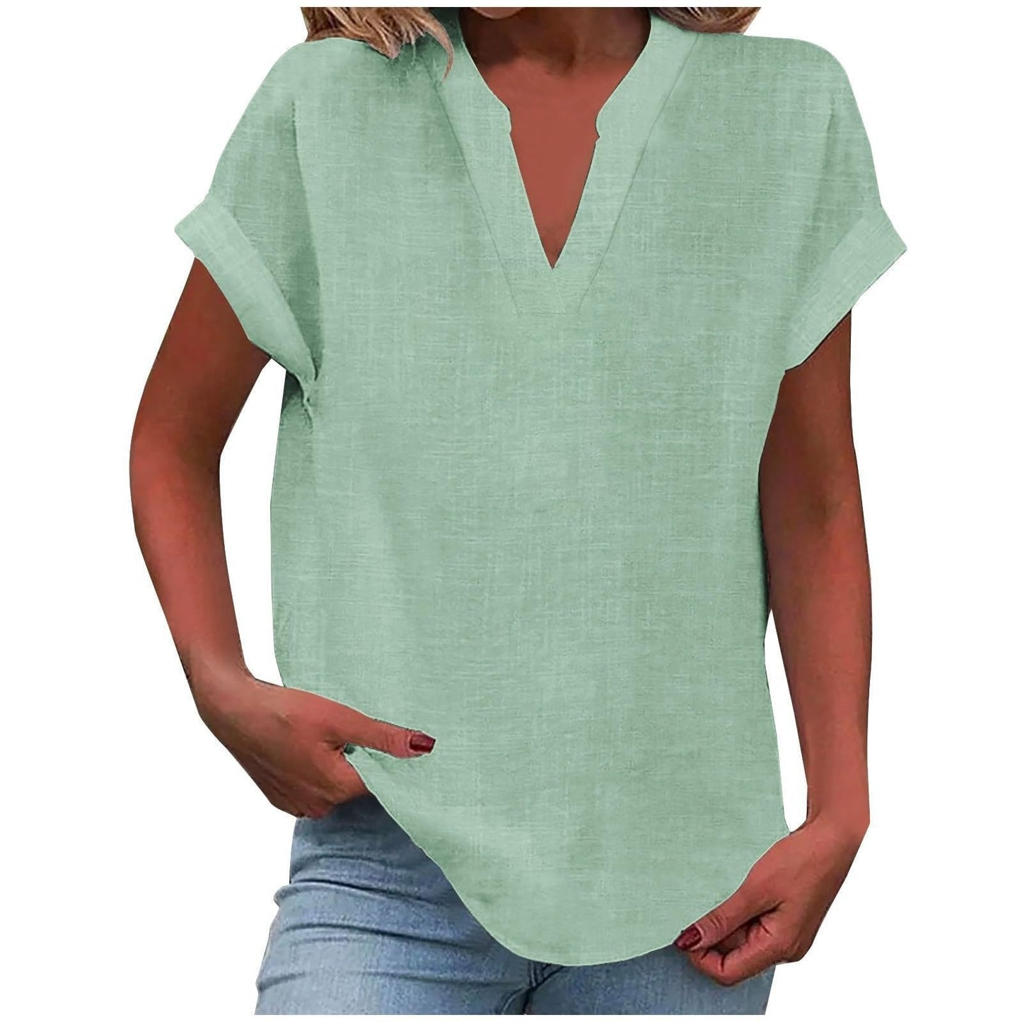 Effortless V Neck Blouses for Women with Short Sleeve Style