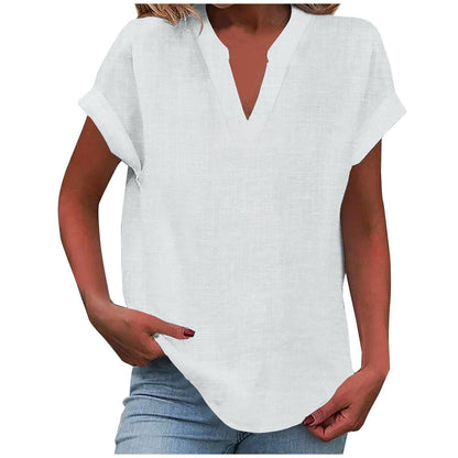 Effortless V Neck Blouses for Women with Short Sleeve Style