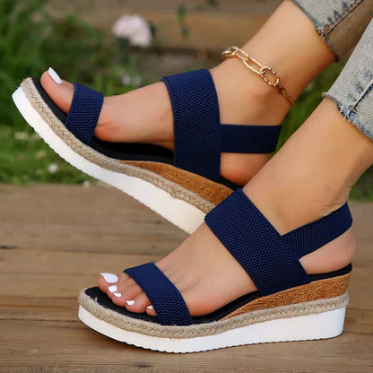 Comfortable Wedge Sandals with Elastic Straps